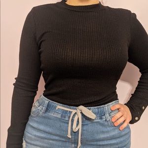 NWOT: Fashion Nova Black Long-Sleeved Bodysuit